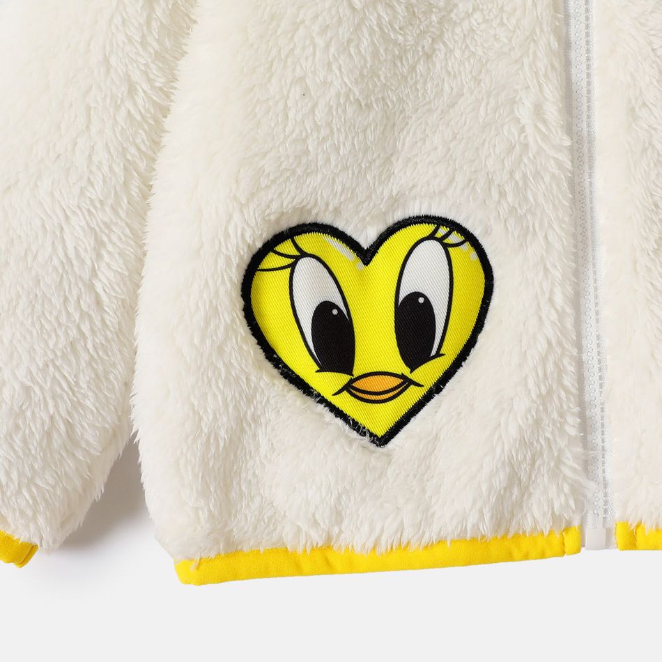 Looney Tunes Baby Boy/Girl Animal Embroidered Hooded Long-sleeve Thermal Fuzzy Jacket OffWhite big image 4
