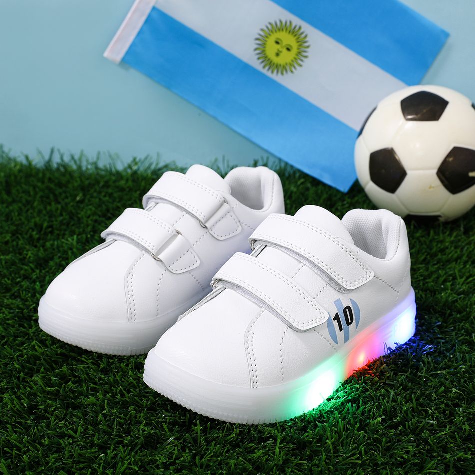 Toddler / Kid Dual Velcro White LED Casual Shoes White big image 3