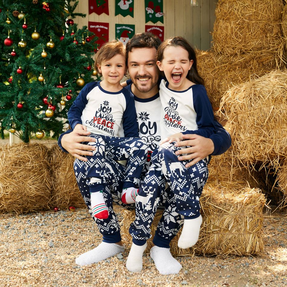 Christmas Family Matching Letter Print Raglan-sleeve Pajamas Sets (Flame Resistant) ColorBlock big image 4