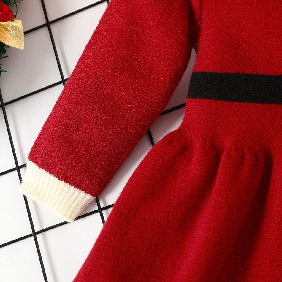 عيد الميلاد طفلة حمراء محبوك سترة اللباس أحمر big image 4