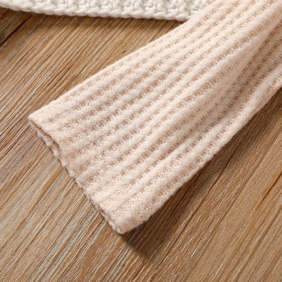 Kid Girl Basic Solid Color Textured Knit Sweater Almond Beige big image 4