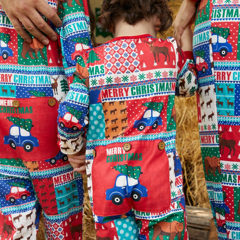 Christmas Family Matching Allover Print Long-sleeve Zipper Onesies Pajamas (Flame Resistant) Colorful big image 5