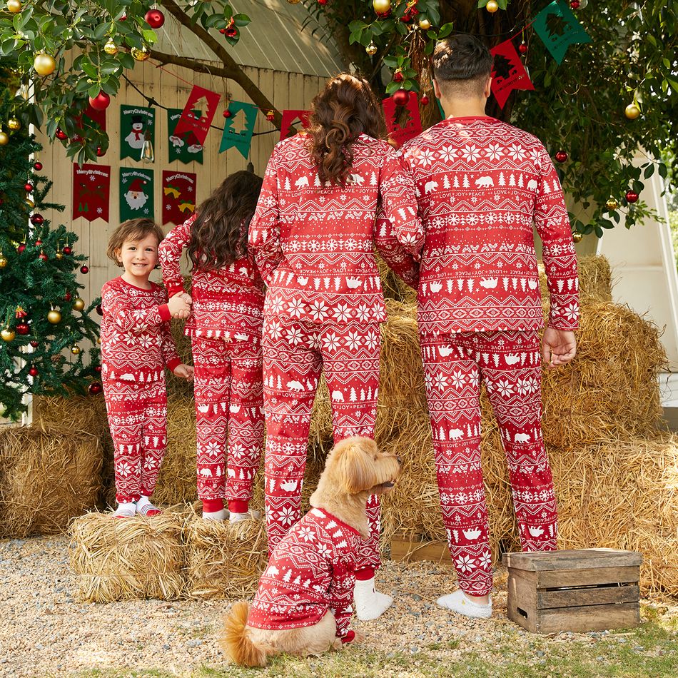 Traditional Christmas Print Family Matching Pajamas Sets（Flame resistant） Red big image 4