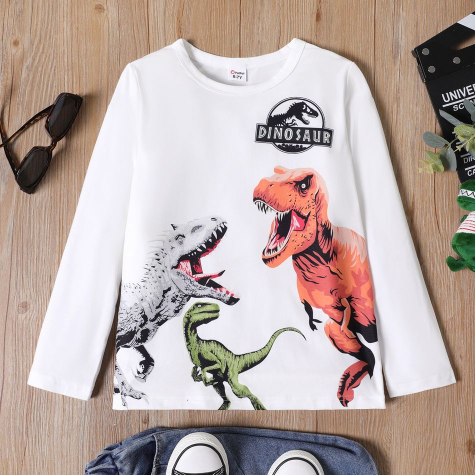 Kid Boy Dinosaur Print Long-sleeve Tee White