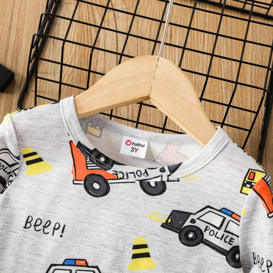 Toddler Boy Vehicle Print Long-sleeve Grey Tee flowergrey big image 3