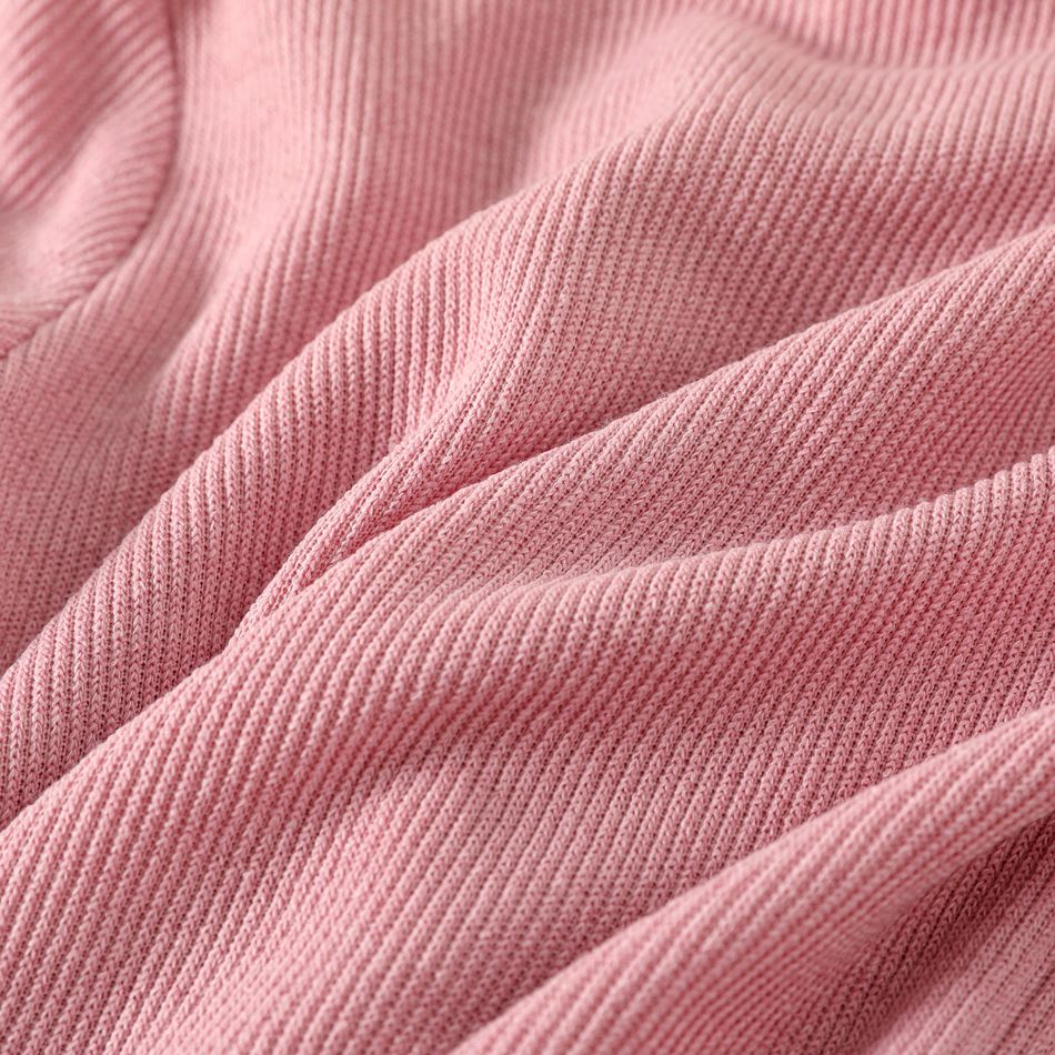 Kid Girl Sweet Button Design Pink Hooded Jacket Pink big image 4