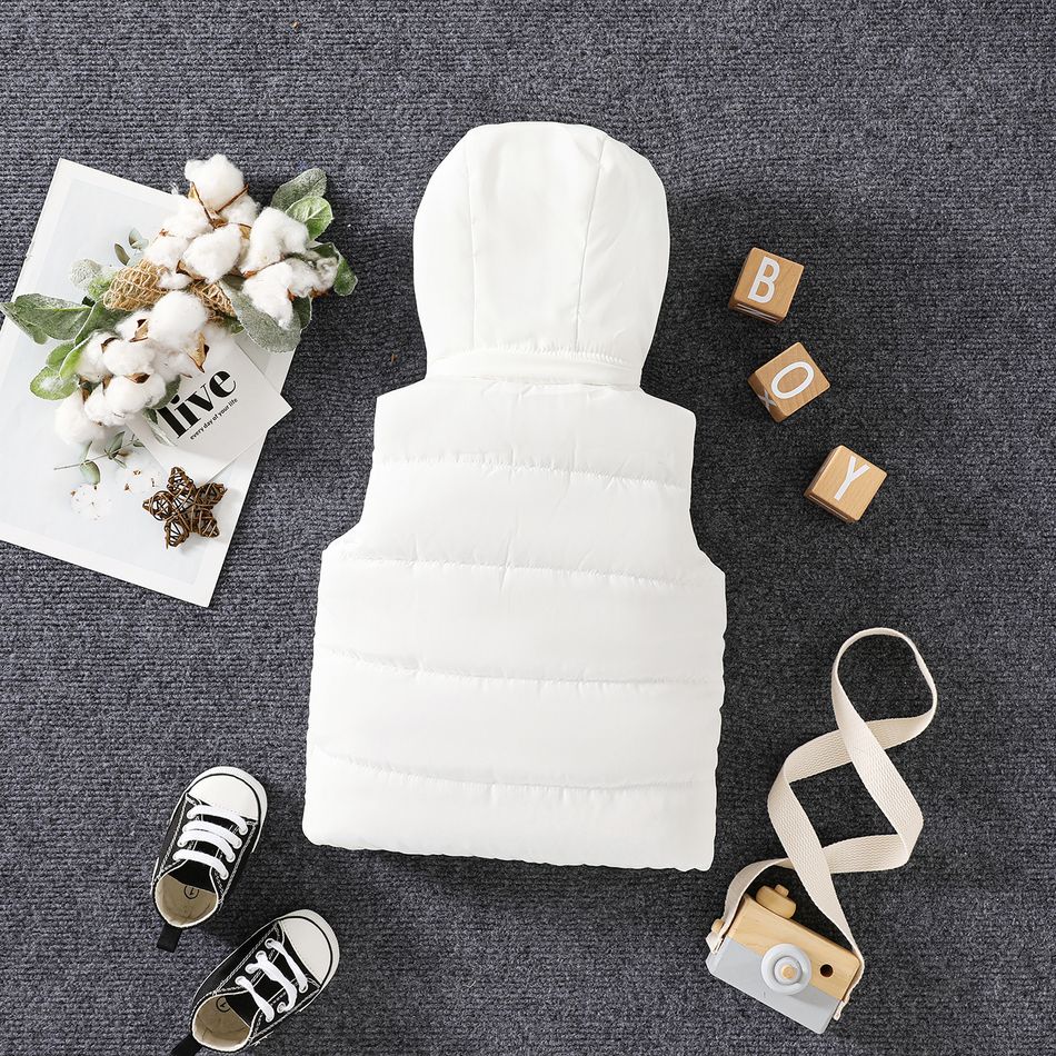 Baby Boy/Girl Solid Thermal Hooded Vest Winter Coat White big image 5