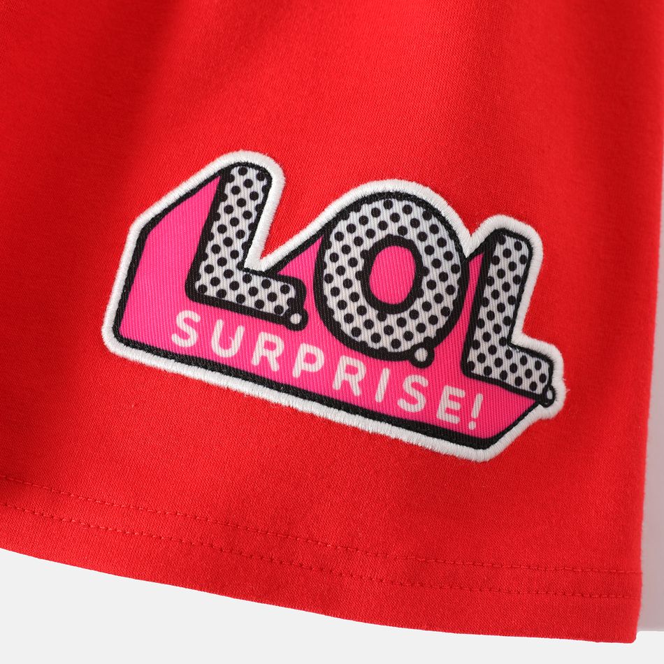 L.O.L. SURPRISE! 2pcs Kid Girl Colorblock Raglan Sleeve Sweatshirt and Red Cotton Skirt Set REDWHITE big image 5