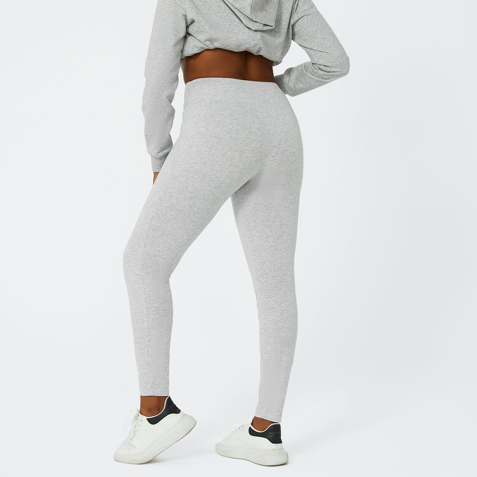 Go-Neat Water Repellent and Stain Resistant Mommy and Me 95% Cotton Solid Leggings flowergrey big image 4