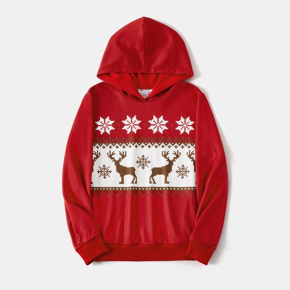 Christmas Family Matching Allover Deer & Snowflake Print Long-sleeve Hoodies ColorBlock big image 5