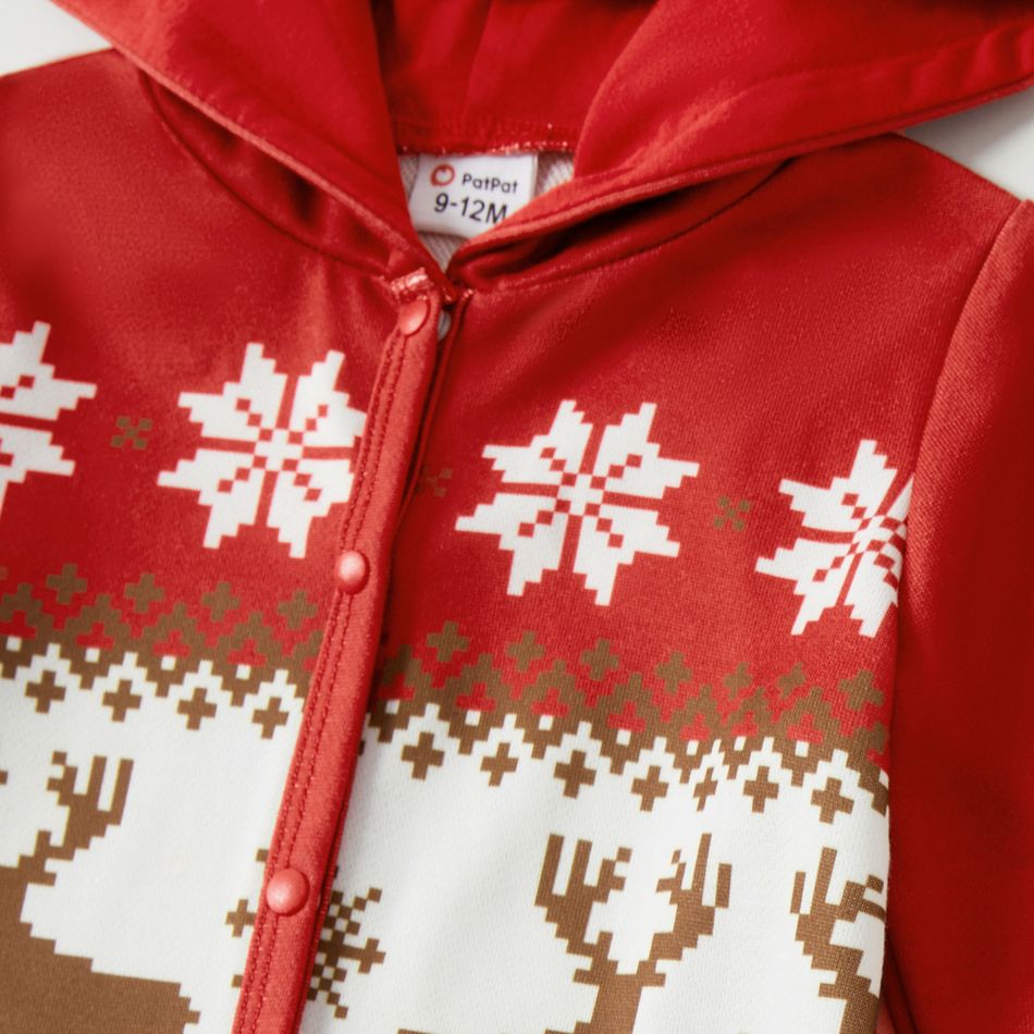 Christmas Family Matching Allover Deer & Snowflake Print Long-sleeve Hoodies ColorBlock big image 11