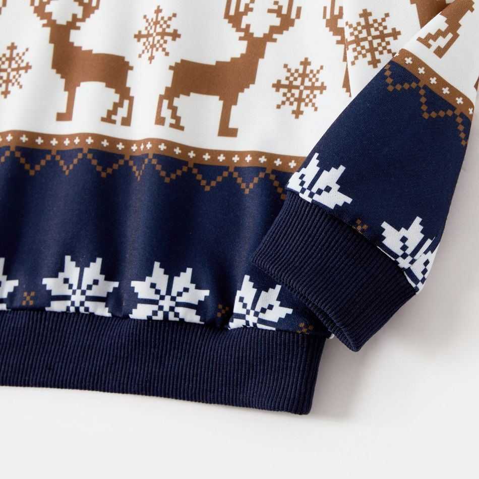 Christmas Family Matching Allover Deer & Snowflake Print Long-sleeve Hoodies ColorBlock big image 9