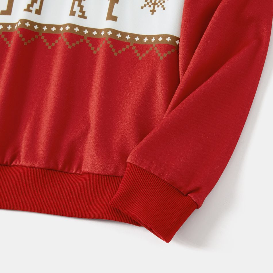 Christmas Family Matching Allover Deer & Snowflake Print Long-sleeve Hoodies ColorBlock big image 7