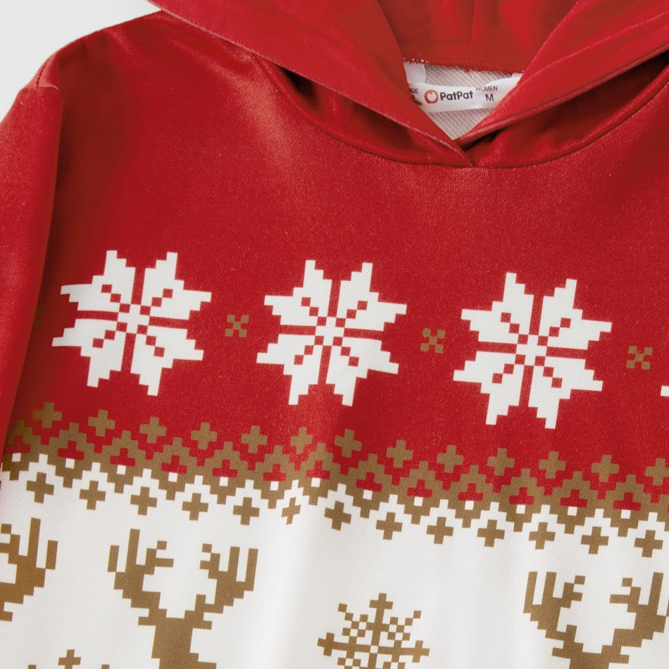 Christmas Family Matching Allover Deer & Snowflake Print Long-sleeve Hoodies ColorBlock big image 6