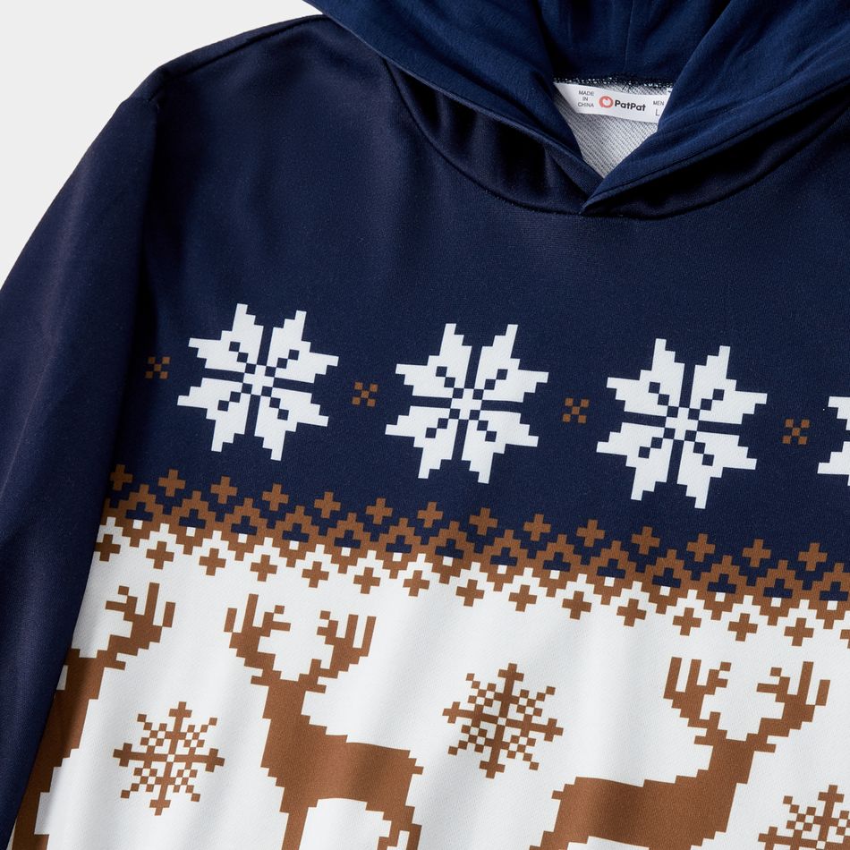 Christmas Family Matching Allover Deer & Snowflake Print Long-sleeve Hoodies ColorBlock big image 4