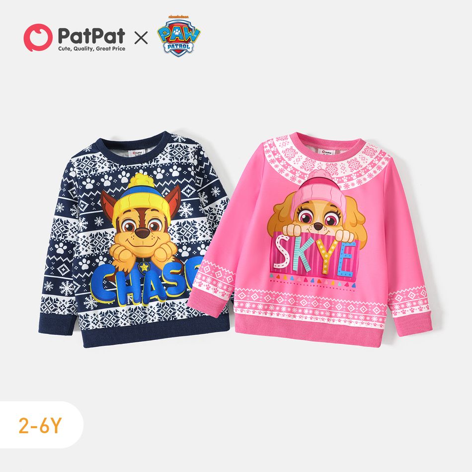 PAW Patrol Toddler Girl/Boy Christmas Snowflake Print Sweatshirt Pink big image 2