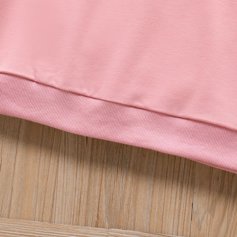Kid Girl Letter Print Long-sleeve Sweatshirt Dress Pink big image 4