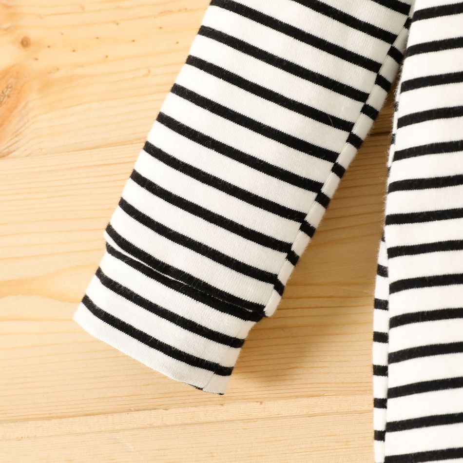 Baby Boy/Girl 95% Cotton Long-sleeve Striped Jumpsuit BlackandWhite big image 5