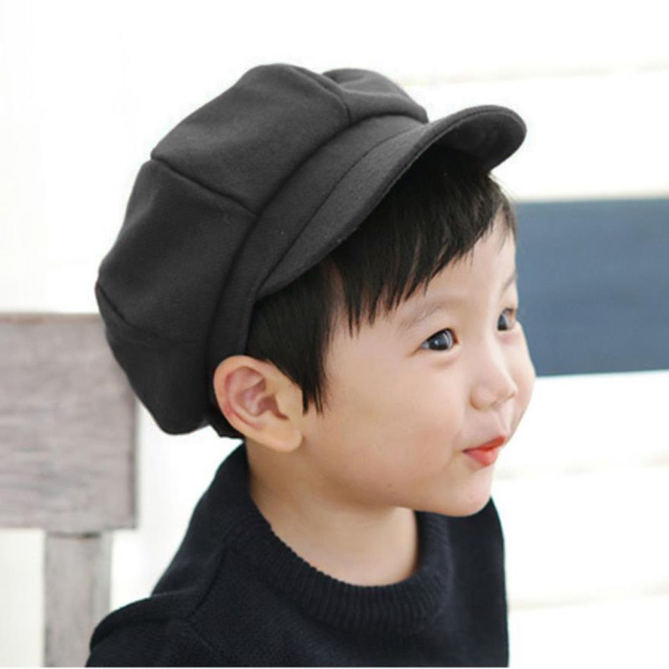 طفل صغير / طفل أسود قبعة بيكر بوي أسود