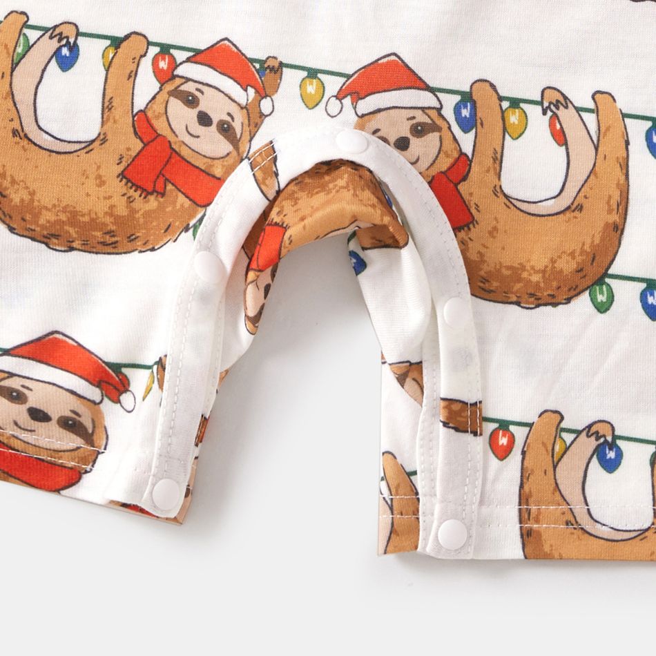 Christmas Family Matching Allover Sloth Print Cami Dresses and Short-sleeve T-shirts Sets Multi-color
