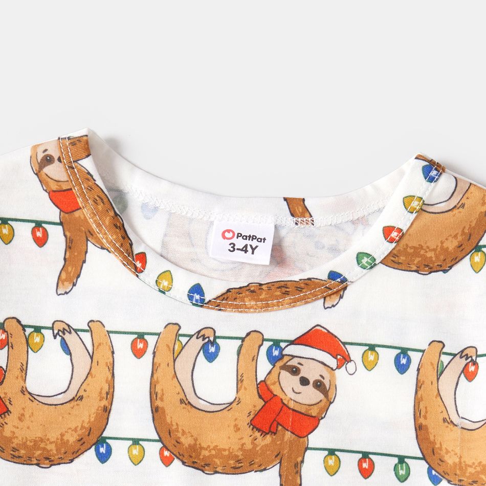 Christmas Family Matching Allover Sloth Print Cami Dresses and Short-sleeve T-shirts Sets Multi-color big image 17