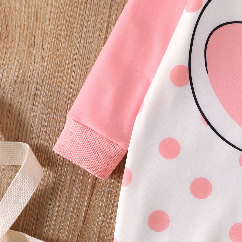 Toddler Girl Cute Elephant Print Polka dots Colorblock Sweatshirt Dress Pink