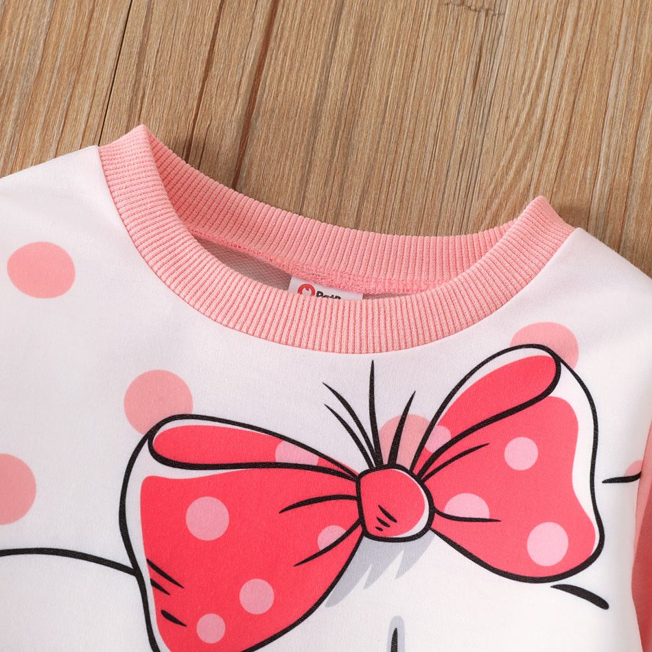 Toddler Girl Cute Elephant Print Polka dots Colorblock Sweatshirt Dress Pink big image 4