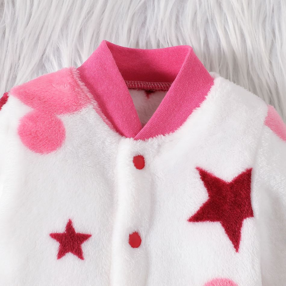 Baby Star Allover Long-sleeve Fluffy Jumpsuit Hot Pink big image 3