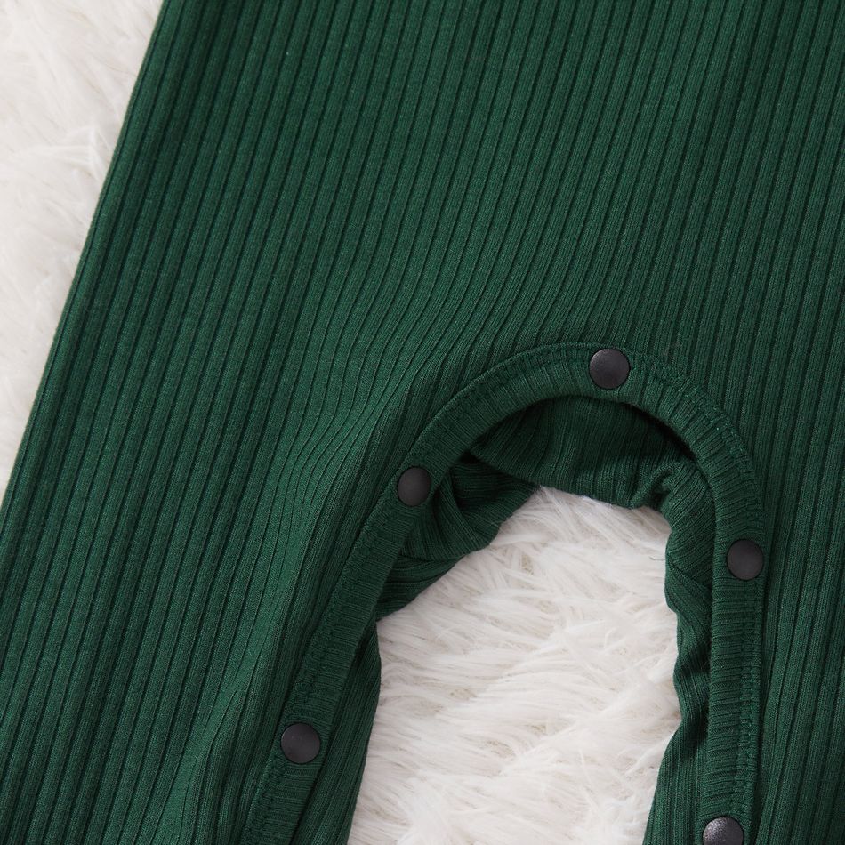 فستان ضيق من Mommy and me باللون الأخضر الداكن بأكمام طويلة بحافة الخزامى أخضر مسود big image 8