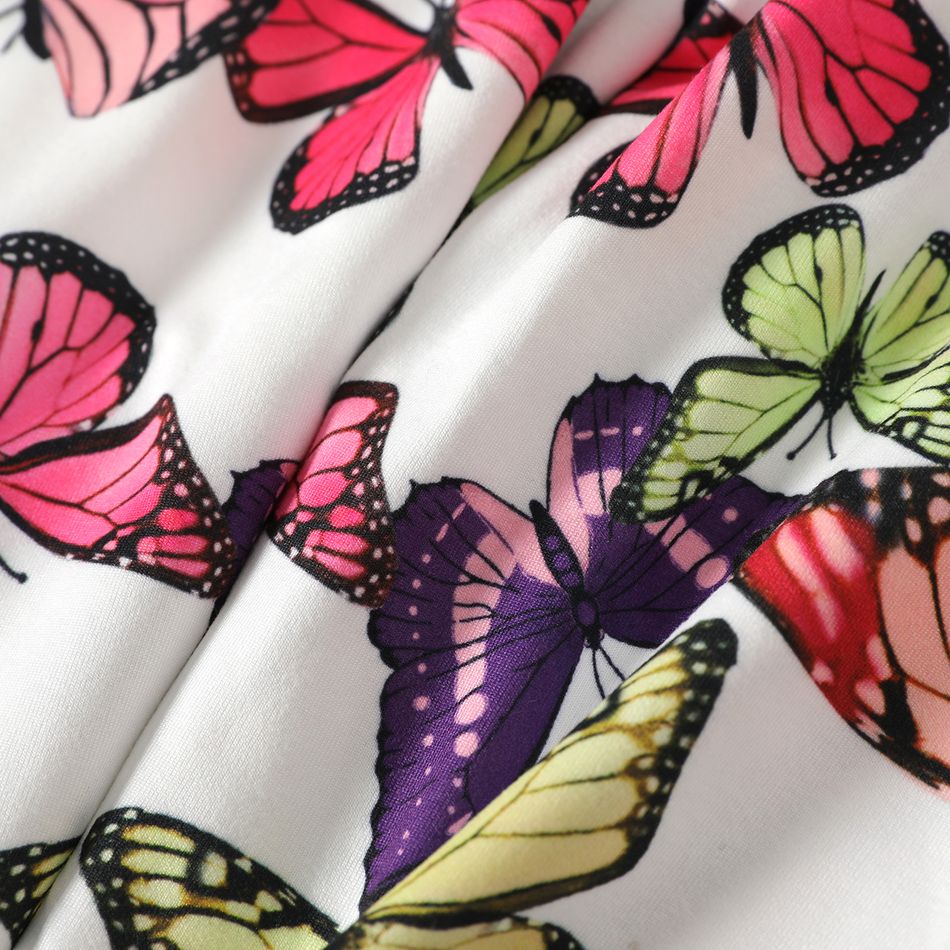 Kid Girl Butterfly Print Elasticized Leggings Multi-color big image 3