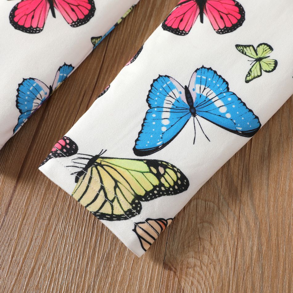 Kid Girl Butterfly Print Elasticized Leggings Multi-color big image 4
