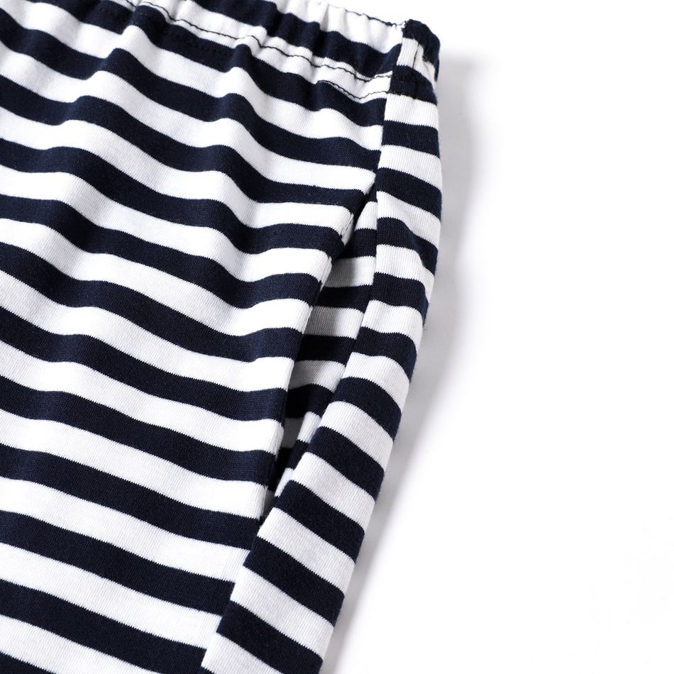 Nursing Contrast Striped Long-sleeve Top & Stripe Pants Pajamas Lounge Set Dark Blue
