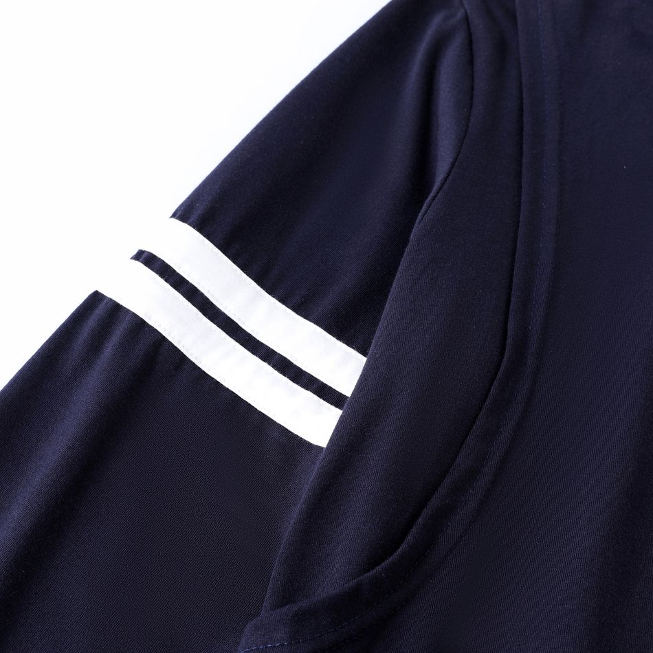 Nursing Contrast Striped Long-sleeve Top & Stripe Pants Pajamas Lounge Set Dark Blue big image 6