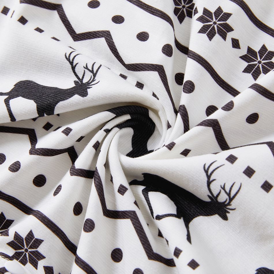 Christmas Family Matching Allover Reindeer Print White Long-sleeve Naia Pajamas Sets (Flame Resistant) White big image 4