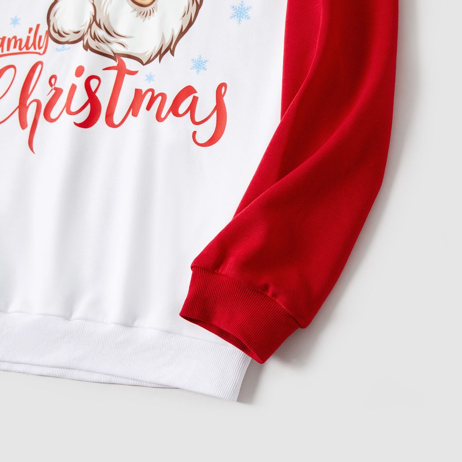 Christmas Family Matching Santa & Letter Print Red Raglan-sleeve Sweatshirts REDWHITE big image 5