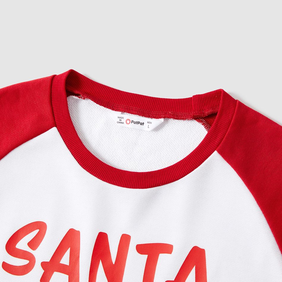 Christmas Family Matching Santa & Letter Print Red Raglan-sleeve Sweatshirts REDWHITE big image 3