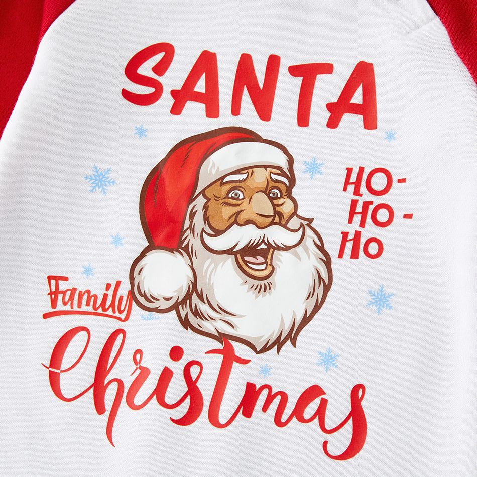 Christmas Family Matching Santa & Letter Print Red Raglan-sleeve Sweatshirts REDWHITE big image 4