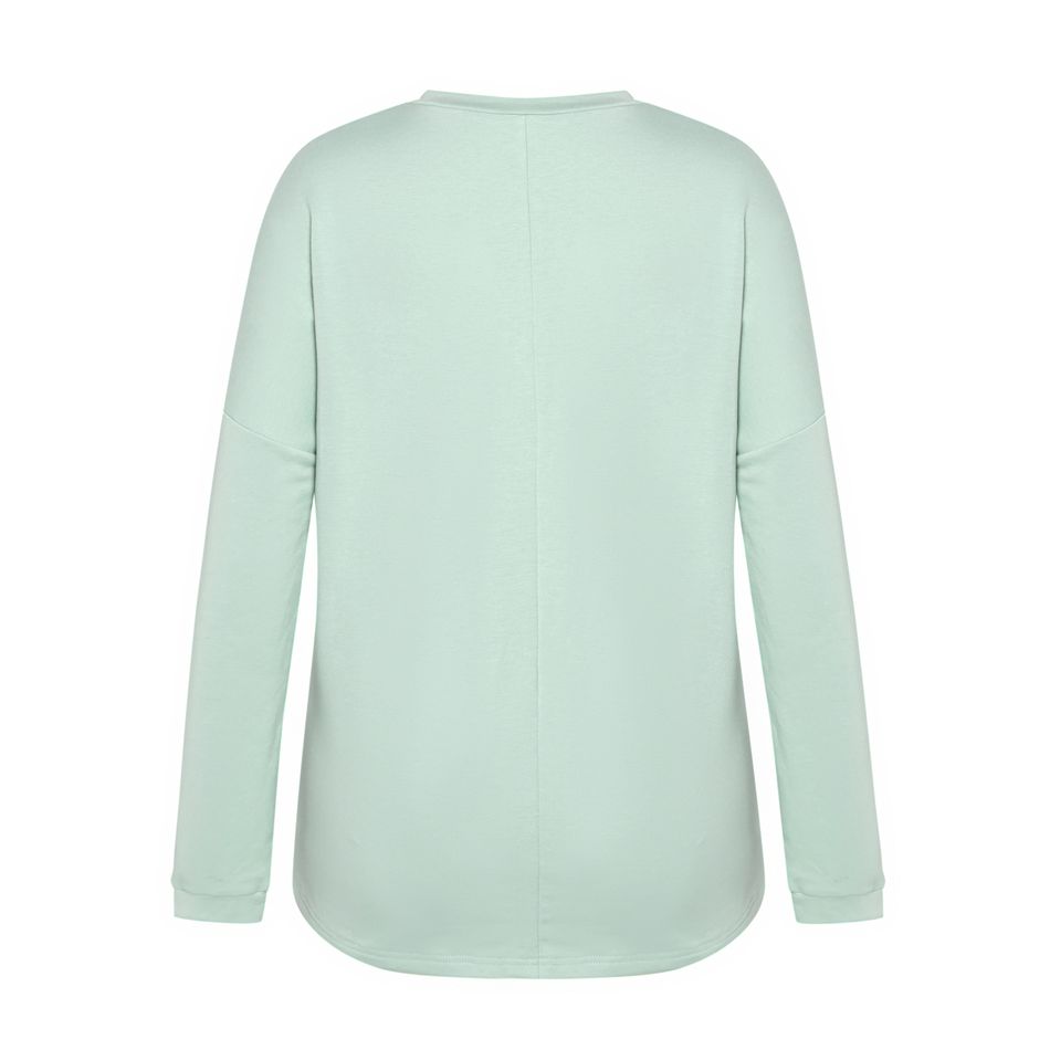 Maternity Minimalist Solid Criss Cross Front Long-sleeve Nursing Top & Sweatpants Set Light Green big image 5