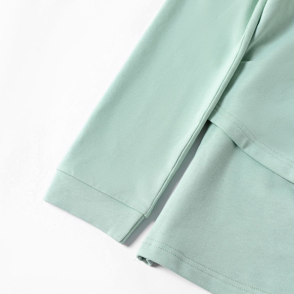 Nursing Minimalist Solid Criss Cross Front Long-sleeve Top Light Green