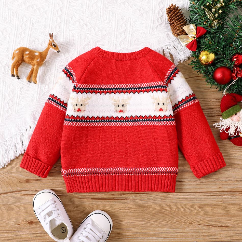 Christmas Baby Boy/Girl Deer Pattern Long-sleeve Knitted Sweater Red big image 3
