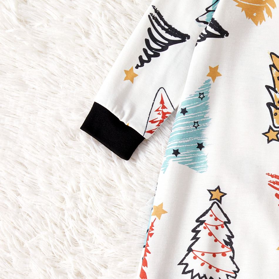 Christmas Family Matching Allover Xmas Tree Print Long-sleeve Naia Pajamas Sets (Flame Resistant) Black big image 14