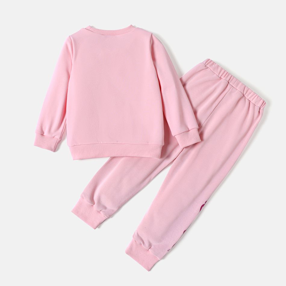 Barbie 2pcs Toddler Girl Character Letter Print Cotton Pullover Sweatshirt and Elasticized Pants Set Pink big image 2
