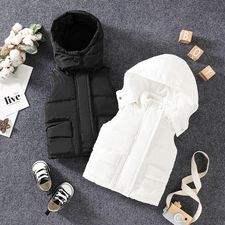 Baby Boy/Girl Solid Thermal Hooded Vest Winter Coat White big image 6
