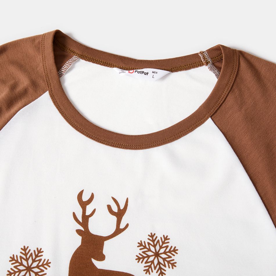 Christmas Family Matching Reindeer & Letter Print Raglan-sleeve Pajamas Sets (Flame Resistant) Khaki big image 6