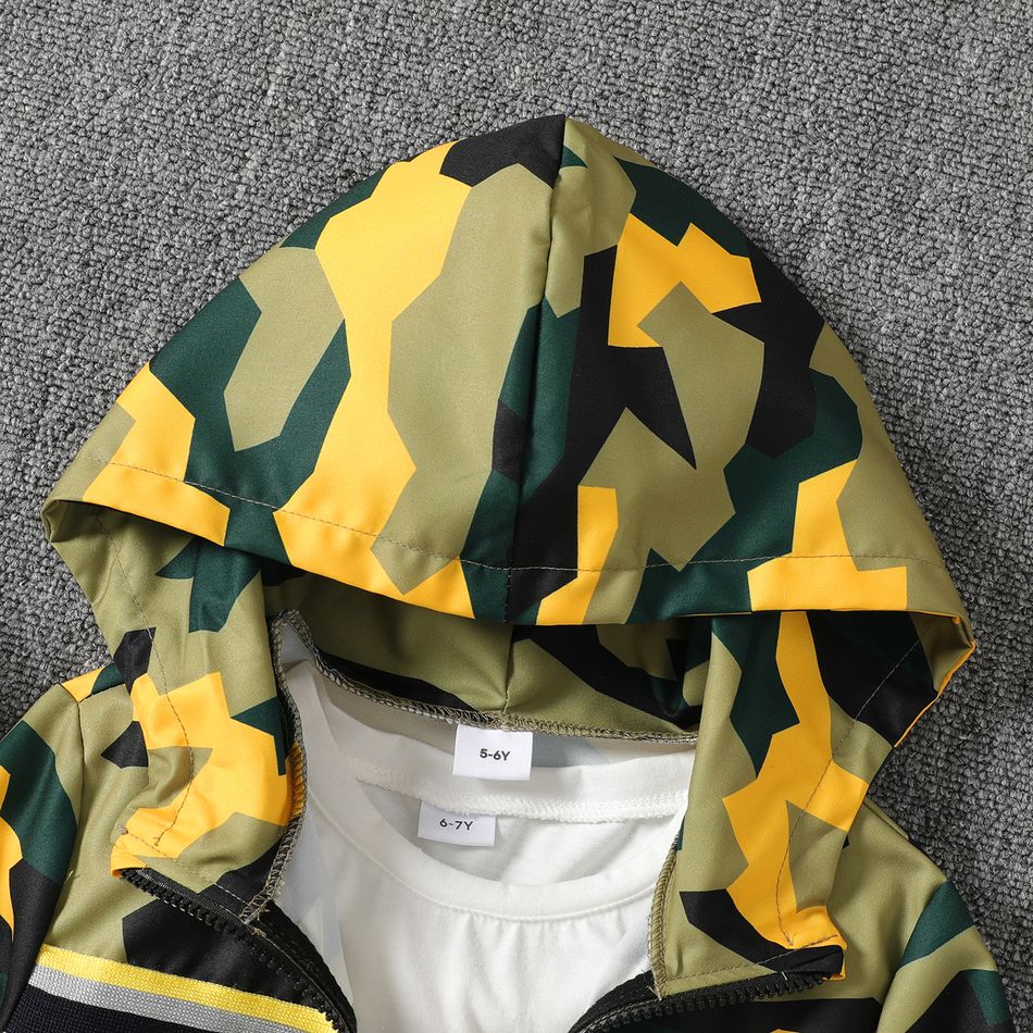 Kid Boy Camouflage Print Zipper Design Hooded Jacket Camouflage big image 3