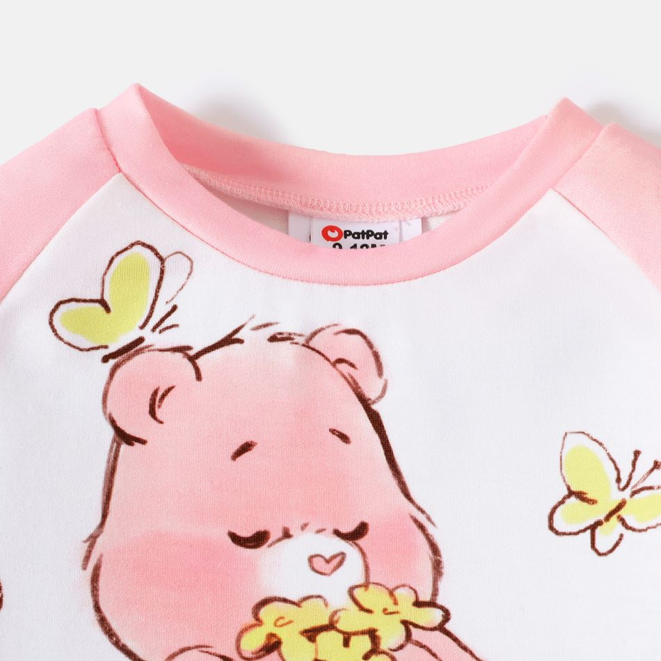 Care Bears 2pcs Baby Boy/Girl Bear & Letter Print Raglan-sleeve Sweatshirt and Sweatpants Set Pink big image 4