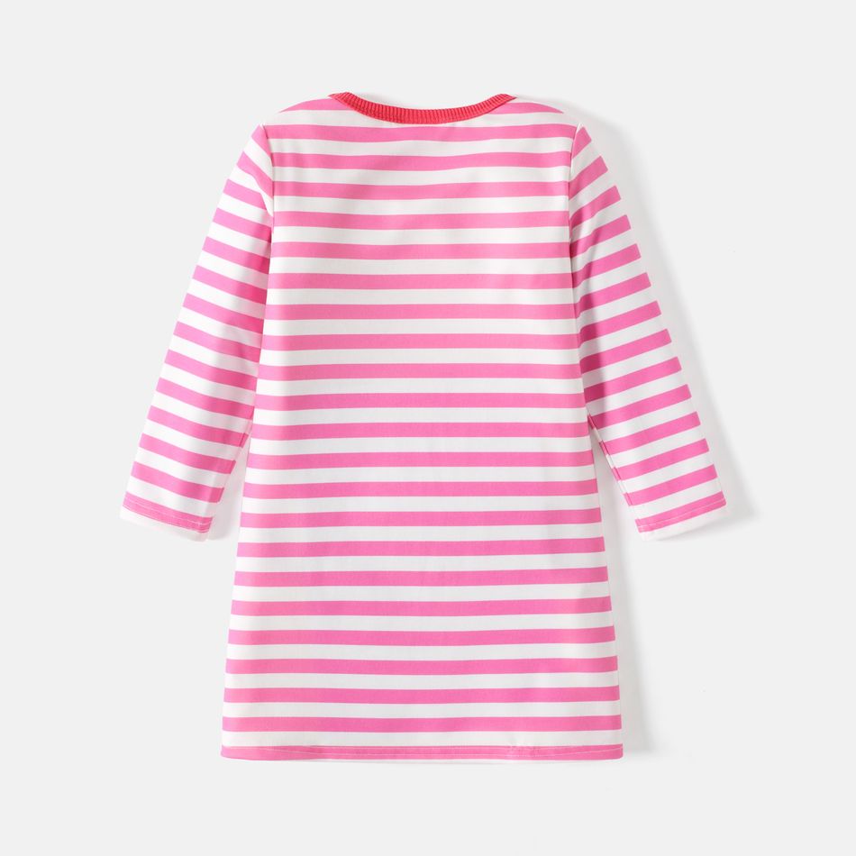 Barbie Toddler Girl Stripe Unicorn/ Character Print Long-sleeve Dress PinkyWhite big image 2