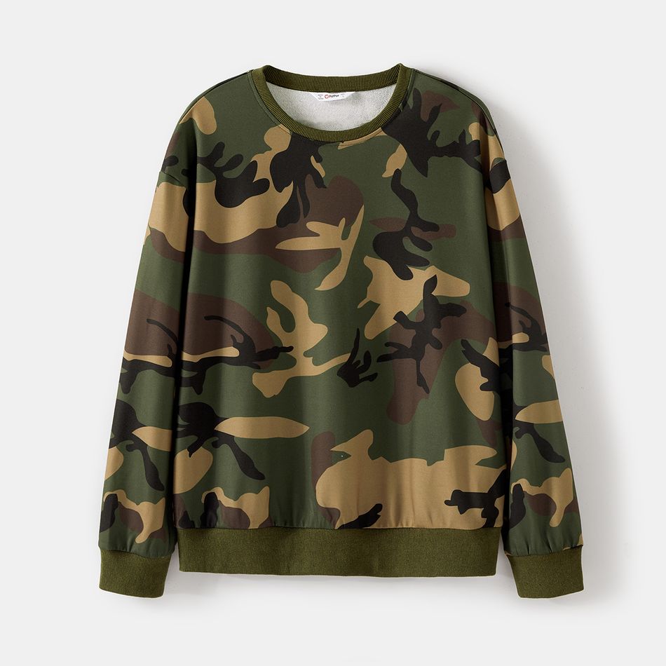 Family Matching Army Green Camouflage Print Long-sleeve Sweatshirts Army green big image 2
