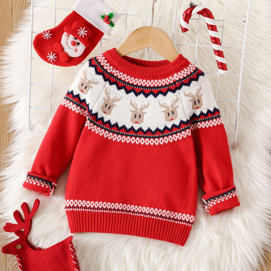 Toddler Boy/Girl Christmas Graphic Red Knit Sweater Red