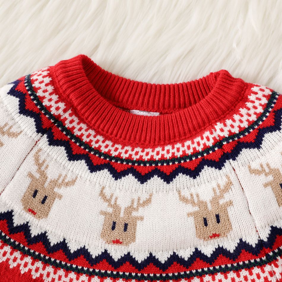 Toddler Boy/Girl Christmas Graphic Red Knit Sweater Red big image 3
